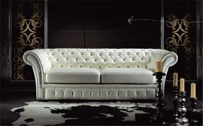 Immagine prodotto di Divano Chesterfield, lussuoso divano a tre posti, ideale per il soggiorno, colore bianco