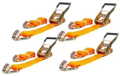Produktbild von Satz aus vier UNITRAILER 2m/50mm/5t orangefarbenen Transportgurten mit Spanner