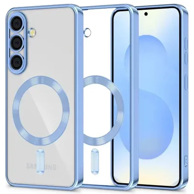 Produktbild von Handyhülle mit Kameraabdeckung für Galaxy S25, Tech-Protect MagFlex für MagSafe, Transparent und Blau