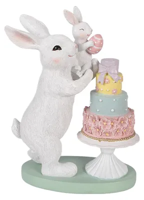 Produktbild von Clayre & Eef Dekorationsfigur Kaninchen 21x10x27 cm Weiß Kunststoff