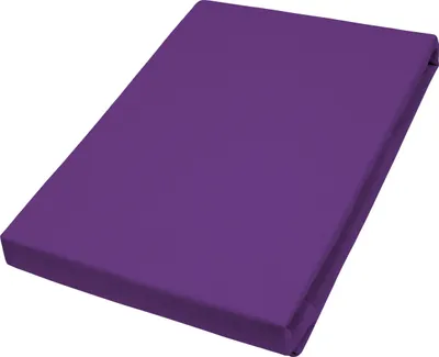 A folded purple fitted sheet is shown on a white background.