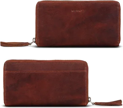 Produktbild von ROYALZ 'Helena' Damen Geldbörse aus Vintage Leder groß mit Reißverschluss, 12 Kartenfächer, RFID & NFC Schutz, Kleingeldfach, stilvolles Portemonnaie