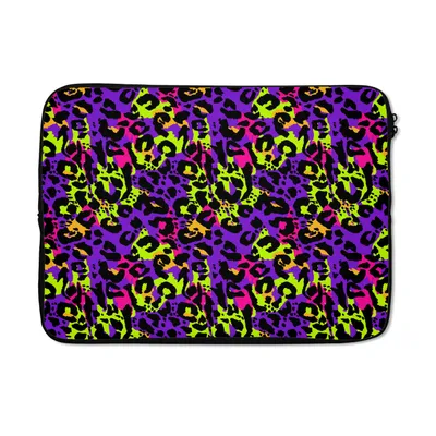 Produktbild von MuchoWow® Laptop Hülle 14 ZollPantherdruck - Neon - Lila - Gelb Laptoptasche - Laptoptasche - Stoßsicher - Schutzhaube