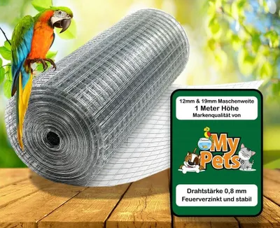 Produktbild von Volierendraht 1 x 25 Meter 12 x 12 mm Drahtgitter Verzinkt Drahtzaum Maschendraht Draht Voliere