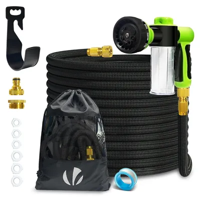 Produktbild von VOUNOT Flexibler Gartenschlauch 15m, Flexibel Wasserschlauch Dehnbarer mit 8 Sprühfunktionen & Spülmittelbehälter
