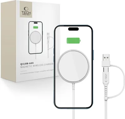 Obrázek produktu pro Tech-Protect Qi15W-A44 Magnetická bezdrátová nabíječka Magsafe bílá