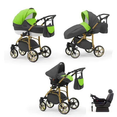 Produktbild von Kinderwagen 5 in 1 Neo Gold inkl. Sportsitz, Autositz und Iso Base - 17 Teile - in 22 Farben