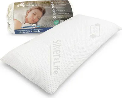 Produktbild von Orthopädisches Nackenstützkissen Silver Neck, Kopfkissen aus Memory Schaum mit Silver & Life-Bezug - 70x34cm - Höhe 13 cm