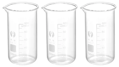 3er-Set 100 ml Borosilikatglas-Messbecher mit Skala