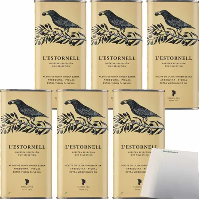 Produktbild von L’Estornell Natives Olivenöl Extra 6er Pack (6x500ml Dose) + usy Block