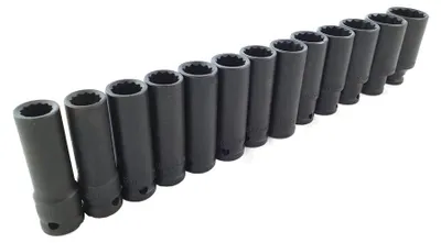 Produktbild von Kraft-Steckschlüsselsatz, 1/2", 12-kant, 13-teilig