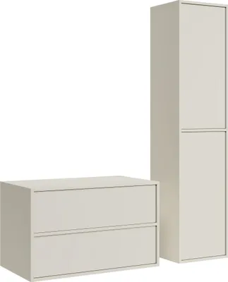 Image de Meubles de salle de bains Meuble sous-vasque Mali 80 cm - Cashmere - Meubles de salle de bains avec armoire haute