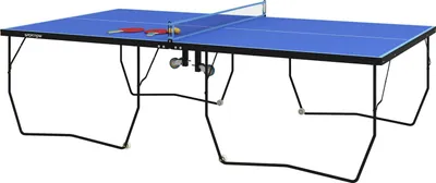 Produktbild von Tischtennisplatte Outdoor, Klappbar Tischtennistsich mit Netz, Rollen, 2 Tischtennisschlägern, 3 Bällen, Stahl, Blau, 274x152,5x76cm