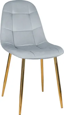 Zdjęcie produktu dla Krzesło tapicerowane welurowe szare do salonu jadalni glamour pikowane złote