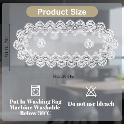 Image de Nappe en dentelle blanche imperméable, 40 x 90 cm, décorative