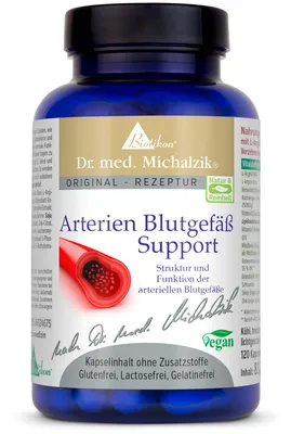 Produktbild von Arterien Blutgefäße Support herausragende Rezeptur mit vielfältigen hochdosierten hochwertigen Vitalstoffen nach Dr. med. Michalzik ohne Zusatzstoffe