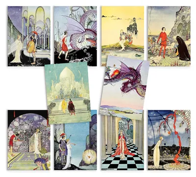 Productafbeelding van Set van 10 Postkaarten met Illustraties van Sprookjes
