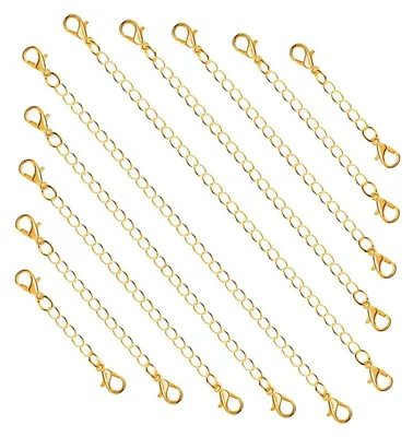 Schmuck-Verlängerungsketten, 10 Stück, gold, 5 Größen