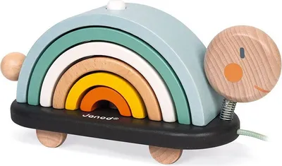 Produktbild von Janod Holzspielzeug Schildkröte - Sweet Cocoon Regenbogen Nachziehtier