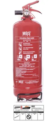 Produktbild von 2kg MBS FIRE ABC Pulver Dauerdruck Feuerlöscher EN 3 inkl. KFZ Halter u. Plakette