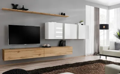Zdjęcie produktu dla Ściana do salonu RIONATA 7 - dąb wotan / biały