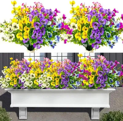Produktbild von Unyqoos ® Realistische Kunstblumen Set für Innen und Außen, UV-beständig und wetterfest, 6 Bundles