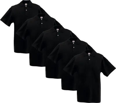 Produktbild von 5 x Fruit of the Loom Original Herren-Polo Shirt Schwarz M