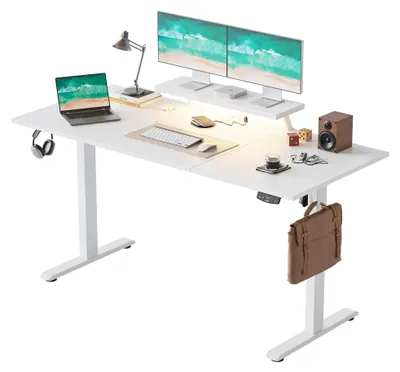 Obrázok produktu pre Elektricky nastaviteľný písací stôl, 160 x 60 cm, biela farba