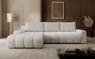 Produktbild von Moebelfest Porto Ecksofa L‑Form – Cordstoff Beige – Links
