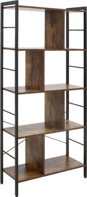 Obrázek produktu pro Knihovna - 4 úrovně - Industriální styl - 74×30×157,5 cm - Nutná montáž - Hnědá barva