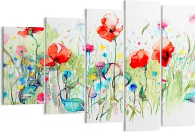 Produktbild von Bild auf Leinwand - Leinwandbild - Blumen Wiese Blatt Natur - 150x100cm - Wand Bild - Wanddeko - Leinwanddruck - Bilder - Kunstdruck - Wanddekoration - Leinwand bilder - Wandkunst - EG150x100-3076