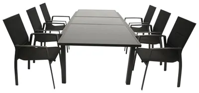 Produktbild von Garnitur 7-teilig 240 x 96 x 230 cm Aluminium Glas Textilene Schwarz