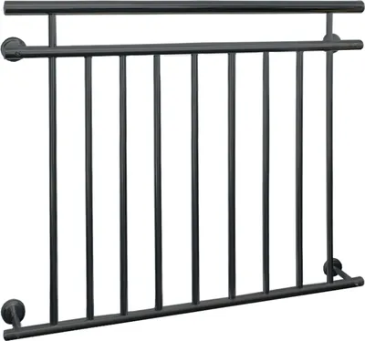 Produktbild von ECD Germany Französischer Balkon, 90x128 cm, mit 9 Füllstäben, Anthrazit matt und rau, Balkongeländer aus pulverbeschichtetem Stahl