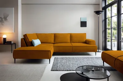 Produktbild von Ecksofa Cord VESPA L Beige – großes Wohnlandschaft Sofa L-Form