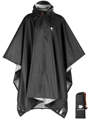 Produktbild von Regenponcho Regenjacke Regencape - Wasserdicht - Mit Ärmeln und Kapuze - Uni für Erwachsene - Für Wandern und Camping