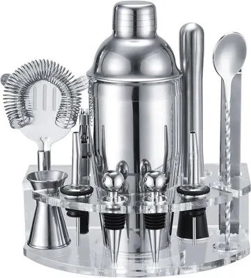 Image de Set de shaker à cocktail argenté avec 12 accessoires