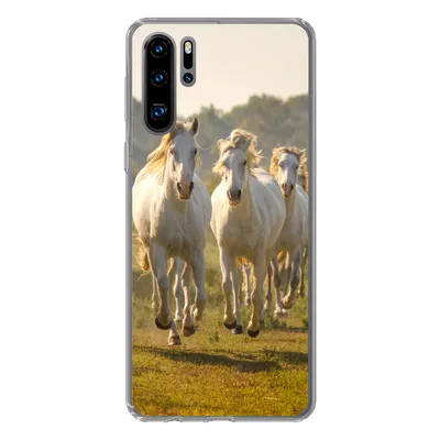 Produktbild von MuchoWow® Handyhülle Schutzhülle Hülle für Huawei P30 Pro Galoppierende weiße Pferde Silikon Softcase Handy Hülle - Schutzdeckel