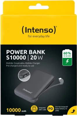 Zdjęcie produktu dla Intenso 7333034 Intenso Power Bank S 10000 mAh Grau + Integriertes USB-C