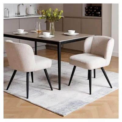 Produktbild von 2er Set Esszimmerstühle aus Leinen, Polsterstühle für die Küche, armlose Küchenstühle mit Rückenlehne, Akzentstühle für Esszimmer und Wohnzimmer (Khaki)