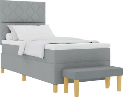 Immagine prodotto di vidaXL Letto a molle con materasso grigio chiaro 90 x 190 cm in tessuto