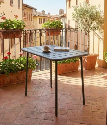 Produktbild von VCM Gartentisch Sumila Metall 80x55 cm, wetterbeständiger Outdoor Tisch mit höhenverstellbaren Füßen, Balkontisch für Garten und Terrasse