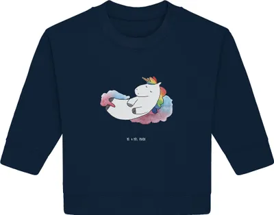 Produktbild von Mr. & Mrs. Panda Organic Baby Pullover Einhorn Wolke 7 12. - 18. Monat - French Navy - Geschenk, Witzig, Menschen, Einhörner, Unicorn, Bullover, Lustig