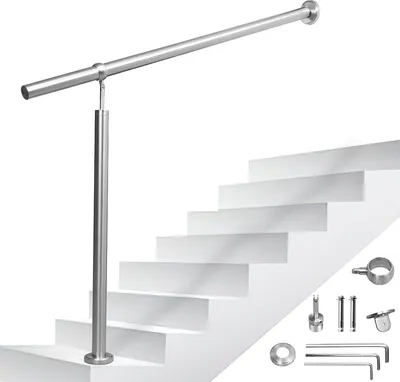 Produktbild von Jayseuw Edelstahl Handlauf Geländer Eingangsgeländer Aufmontage Wandhandlauf pflegeleicht Treppengeländer für Innen/Außen 100cm
