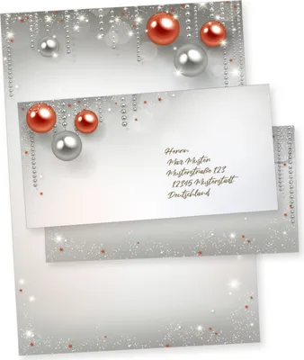Produktbild von Gala Design 250 Sets Weihnachtsbriefpapier mit Umschlag ohne Fenster, weihnachtliches Papier A4 Druckerpapier