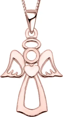 Produktbild von Damenkette 50cm Engel echt 925 Sterling Silber Halskette mit Anhänger Rosegold Damen Frauen Kette Halsschmuck A129+Org