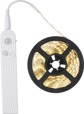 Obrázek produktu pro DC5-6V 2,3W 3 metry 180 LED páskové světlo skříňové svítidlo AAA napájené bateriemi ovládané USB nabíjecím portem Design PIR senzor pohybu lidská infračervená indukční technologie citlivé ovládání světla 3 různé světelné režimy efekty nastavitelné vlastní zpoždění IP65 odolnost proti vodě přenosné pro šatní skříň skříňka