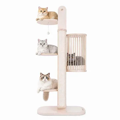 Produktbild von PetRhein Kratzbaum 170 cm Groß – Katzenbaum Mehrstöckig mit 5 Plattformen, Katzenhöhle & Hängematte – Stabiler Kletterturm mit Sisal-Kratzsäulen