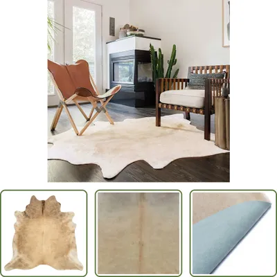 Produktbild von The Living Store Teppich Echtes Rindsleder Beige 180x220 cm