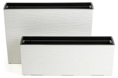 Produktbild von HowHomely | Pflanztopf - Übertopf - Blumentopf 2er Set - geriffelt - creme - Blumenkübel - 19x56x20 cm und 19x56x36 cm