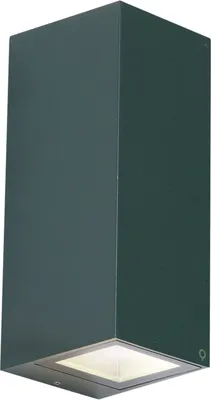 Produktbild von Qazqa Modern, Minimalistisch außen Up and Down Wandleuchte, Außenlampe, Wandlampe für den Garten - Baleno - Grün, max. 10W, Geeignet für LED, 8cm, IP54, Rechteckig, 2-flammig